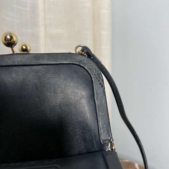 Vintage Coach Bonnie Cashin Double Kisslock Black Leather Swinger Bag Purse - Picture 16 of 16